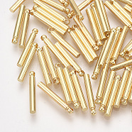 Brass Bar Pendants, Column, Real 18K Gold Plated, 15x2mm, Hole: 0.8mm(X-KK-S348-385A)