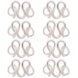 8Pcs 925 Sterling Silver S-Hook Clasps, M Clasps, Silver, 8x8.5x1mm, Hole: 3.6mm(STER-CN0001-26)