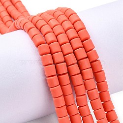 Handmade Polymer Clay Bead Strands, Column, Tomato, 6.5x6mm, Hole: 1.2mm, about 61pcs/strand, 15.75 inch(40cm)(X-CLAY-ZX006-01-37)
