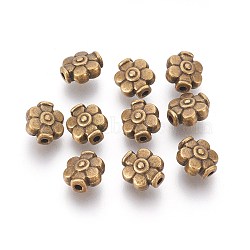 Tibetan Style Alloy Beads, Lead Free & Cadmium Free, Flower, Antique Bronze, 9x8x5mm, Hole: 1.5mm(MLF0203Y)