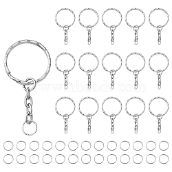 50Pcs Iron Split Key Rings, with 50Pcs Iron Open Jump Rings, Platinum, Split Key Rings: 45mm, Jump Rings: 21 Gauge, 8x0.7mm(IFIN-YW0003-44)