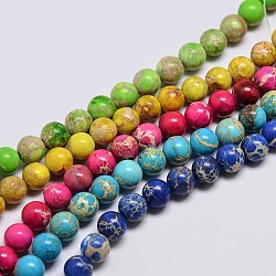 Natural Imperial Jasper Beads Strands, Round, Dyed, Mixed Color, 8mm, Hole: 1mm, about 48pcs/strand, 15.7 inch(G-I122-8mm-M)