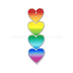 Valentine's Day Theme Gradient Color Acrylic Pendants, with Giltter Power, Heart, 54.5x16.5x2.3mm, Hole: 2mm(OACR-Q100-11B)