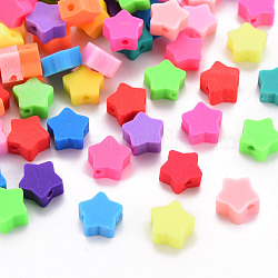 Handmade Polymer Clay Beads, for DIY Jewelry Crafts Supplies, Star, Mixed Color, 9x9~10x4~5mm, Hole: 1.6mm(CLAY-N008-012)