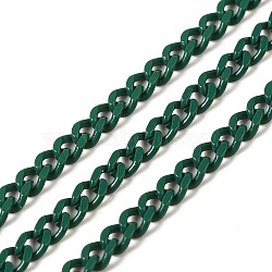 Spray Painted 304 Stainless Steel Curb Chains, with Spool, Unwelded, Green, 3x2x0.6mm(STAS-B067-05A-07)