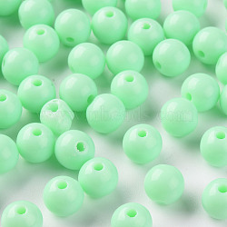 Opaque Acrylic Beads, Round, Aquamarine, 8x7mm, Hole: 2mm, about 111pcs/500g(MACR-S370-C8mm-A05)