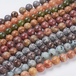 Natural Mixed Gemstone and Dyed Jade Beads Strands, Round, Mixed Color, 10mm, Hole: 1mm, about 39pcs/strand, 15.5 inch(G-G151-10mm-M2)