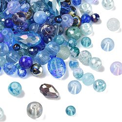 Mixed Style Glass Beads, Mixed Shapes, Blue, 4~27x4~14x3~11mm, Hole: 1~4.5mm(GLAA-XCP0001-70E)