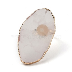 Resin Color Palette, with Adjustable Iron Rings, for Makeup Cosmetic Nail Art Tool, Golden Edge Oval Shape, Gainsboro, 5~5.1x2.9x0.3~0.4cm(MRMJ-H001-A01)