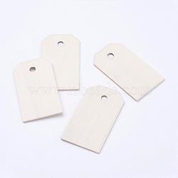 Undyed Wood Big Pendants, Rectangle, Blanched Almond, 56x31x2mm, Hole: 5mm(WOOD-L003-05)