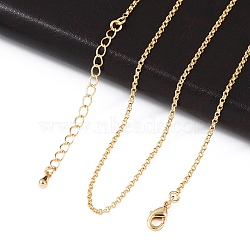 Long-Lasting Plated Brass Cable Chain Necklaces, with Lobster Claw Clasp, Nickel Free, Real 18K Gold Plated, 18.1 inch (46cm), 1.6mm(NJEW-K112-10G-NF)