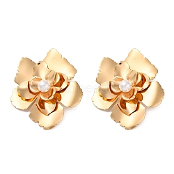 Alloy Flower Stud Earrings for Women, Golden, 65x56mm(EJEW-U028-14G)