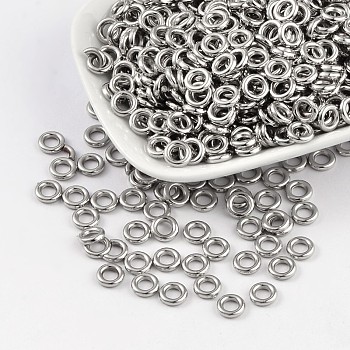 CCB Plastic Beads, Platinum, Ring, 8x2mm, Hole: 4mm