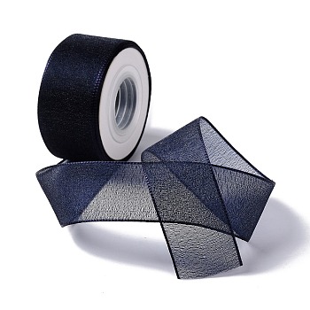 10 Yards Polyester Chiffon Ribbon, for DIY Jewelry Making, Marine Blue, 1- inch(25.5mm)