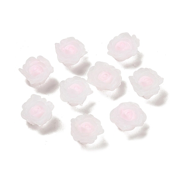 Luminous Resin Decoden Cabochons, Glow in the Dark Flower, Pink, 9.5x4.5mm