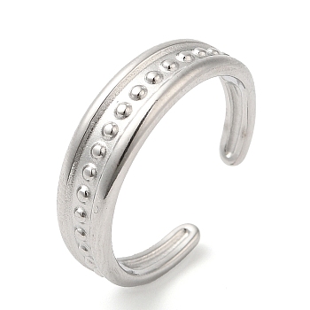 304 Stainless Steel Spot Open Cuff Ring for Women, Stainless Steel Color, US Size 8 1/2(18.5mm)