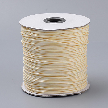 Braided Korean Waxed Polyester Cords, Beige, 0.8mm, about 87.48 yards(80m)/roll