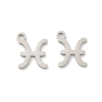 304 Stainless Steel Constellation Pendants, Pisces Charm, 10x8x1mm, Hole: 1.2mm
