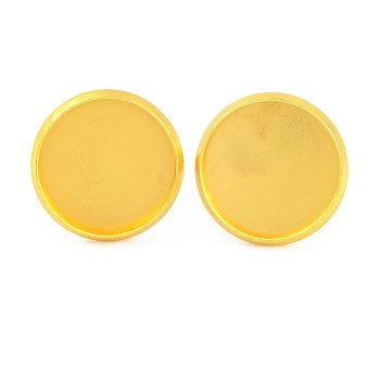 Brass Stud Earring Findings with Flat Round Tray, Lead Free & Cadmium Free, Golden, 18mm, Pin: 11x1mm