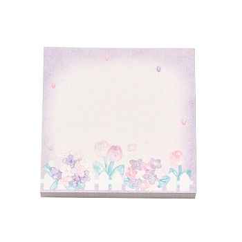 100 Sheets Flower Pattern Pad Sticky Notes, Sticker Tabs, for Office School Reading, Square, Plum, 80x80x0.1mm