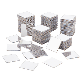 Elite 300Pcs Square Acrylic Self Adhesive Acrylic Mosaic Tiles, Silver, 20.5x20.5x1mm