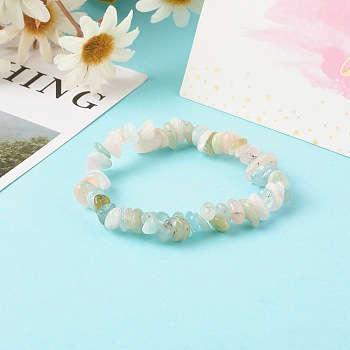 Natural Morganite Chip Beads Stretch Bracelets for Children, Inner Diameter: 1-7/8 inch(4.8~5.1cm)