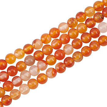 2 Strands Natural Carnelian Beads Strands, Round, 4mm, Hole: 1mm, about 95pcs/strand, 14.8 inch
