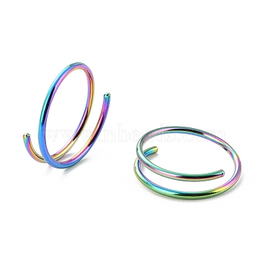 Rainbow Color Double Nose Ring for Single Piercing(AJEW-C010-02M-03)-3