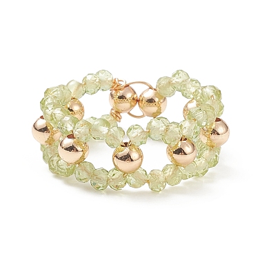 Gemstone & Brass Braided Beaded Circle Ring Wrap Stretch Ring for Women(RJEW-JR00542)-6