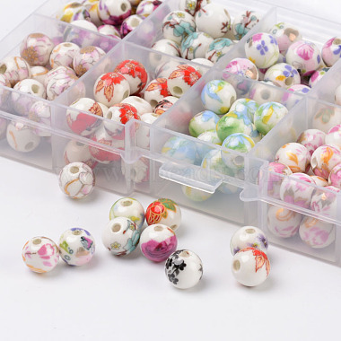 1 Box Ten Color Handmade Printed Porcelain Beads(PORC-X0003-01)-2