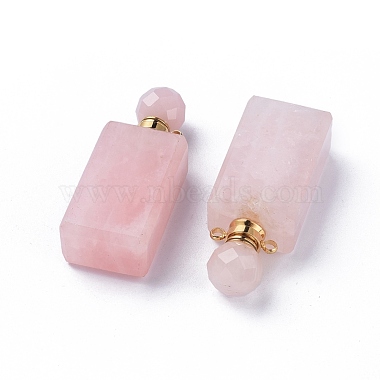 Golden Cuboid Rose Quartz Pendants