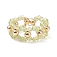 Gemstone & Brass Braided Beaded Circle Ring Wrap Stretch Ring for Women(RJEW-JR00542)-6