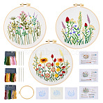 DIY Flower Pattern Embroidery Beginner Kits, Including Needle, Threads, Fabric, Embroidery Hoop, Colorful, 214x200x9.5mm(DIY-TAC0020-38)