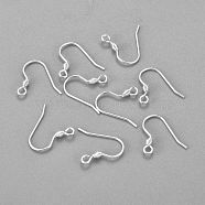 304 Stainless Steel Earring Hooks, Ear Wire, with Horizontal Loop, Silver, 17x18x2.4mm, Hole: 1.8mm, Pin: 0.7mm(X-STAS-H436-04S)