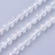 Natural White Topaz Beads Strands, Faceted, Round, 4~4.5mm, Hole: 0.6mm, about 90~100pcs/strand, 14.5~16.1 inch(37~41cm)(X-G-F619-28-4mm)