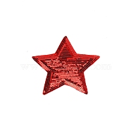 Computerized Embroidery Cloth Iron on/Sew on Patches, Costume Accessories, Paillette Appliques, Star, Dark Red, 148x148x1mm(DIY-WH0304-047)