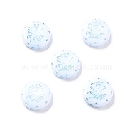 Opaque Acrylic Beads, Metal Enlaced, Flat Round with Flower Pattern, White, 17.5~18x5~5.5mm, Hole: 1.8mm, about 399pcs/500g(OACR-G016-27G)