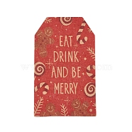 Paper Gift Tags, Hange Tags, For Arts and Crafts, For Christmas, with Word Eat Drink and Be Merry, Colorful, 50x30x0.3mm, Hole: 5mm(CDIS-L003-E07-B)