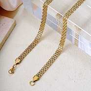 6mm Stainless Steel Mesh Chain Necklaces, Fashionable Hip-hop Trendy Personality Necklaces, Golden, 22.83 inch(58cm)(HJ0053-1)