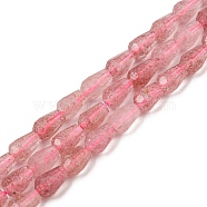 Natural Strawberry Quartz Beads Strands, Faceted, Teardrop, 5.5~8.3x4.1~4.35mm, Hole: 0.5mm, about 58pcs/strand, 15.43~15.55 inch(39.2~39.5cm)(G-C080-B01-01)