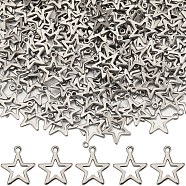 200Pcs 304 Stainless Steel Charms, Star, Stainless Steel Color, 14.5x12.5x0.7mm, Hole: 1.4mm(STAS-SC0008-04)