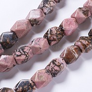 Natural Rhodonite Beads Strands, Faceted, Rectangle, 17.5~19x13~14mm, Hole: 1mm, about 21pcs/strand, 15.7 inch(G-K267-09A)