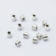 925 Sterling Silver Crimp Beads, Tube, Platinum, 2x2mm, Hole: 1mm(STER-G027-20P)