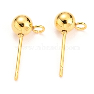 304 Stainless Steel Ball Post Stud Earring Findings, with Loop and 316 Surgical Stainless Steel Pin, Real 18K Gold Plated, 16x8x5mm, Hole: 1.8mm, Pin: 0.7mm(X-STAS-Z035-02G-E)