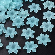 Transparent Acrylic Beads, Frosted, Flower, Cyan, 21x19x5.5mm, Hole: 1.6mm, about 930pcs/500g(MACR-S373-117-D07)