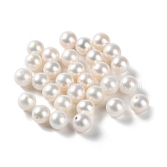 Natural Cultured Freshwater Pearl Beads, Half Drilled, Grade 4A, Round, WhiteSmoke, 6~6.5mm, Hole: 0.9mm(PEAR-E020-01G)