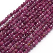 Natural Ruby/Red Corundum Beads Strands, Faceted, Round, 3.5mm, Hole: 0.6mm, about 112pcs/strand, 15.35 inch(39cm)(G-E411-14-3.5mm)