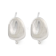 Brass Stud Earring Findings for Women, Irregular Coffee Bean, Platinum, 7x11x16.5mm(EJEW-M071-01P)