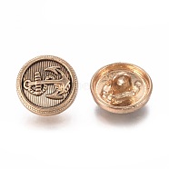 Alloy Shank Buttons, Flat Round with Anchor, Antique Golden, 15x8mm, Hole: 2mm(BUTT-WH0014-06B)