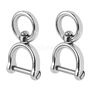 SUPERFINDINGS 2Pcs 304 Stainless Steel Keychain Clasps, Stainless Steel Color, 34x19x6mm, Inner Diameter: 10.5mm(FIND-FH0005-19B)